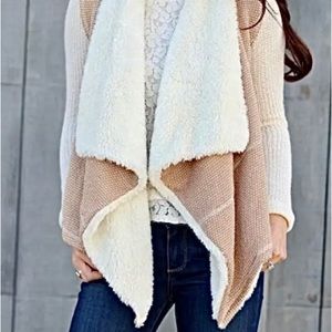 Anthropologie Saturday Sunday Sherpa lined Waterfall Cardigan Size Small